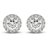 2ct Lab SI/GH Halo Diamond Stud Earrings - 9ct White Gold