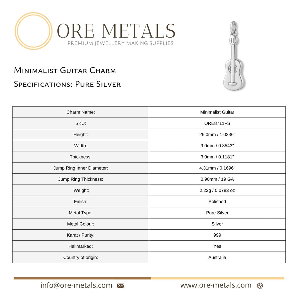 999 Pure Silver - Minimalist Guitar Charm