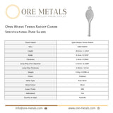 999 Pure Silver - Open Weave Tennis Racket Charm