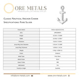999 Pure Silver - Classic Nautical Anchor Charm