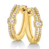 18ct Yellow Gold - 0.53ct Natural SI/GH - Baguette Diamond Hoop Earrings