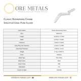 999 Pure Silver - Classic Boomerang Charm