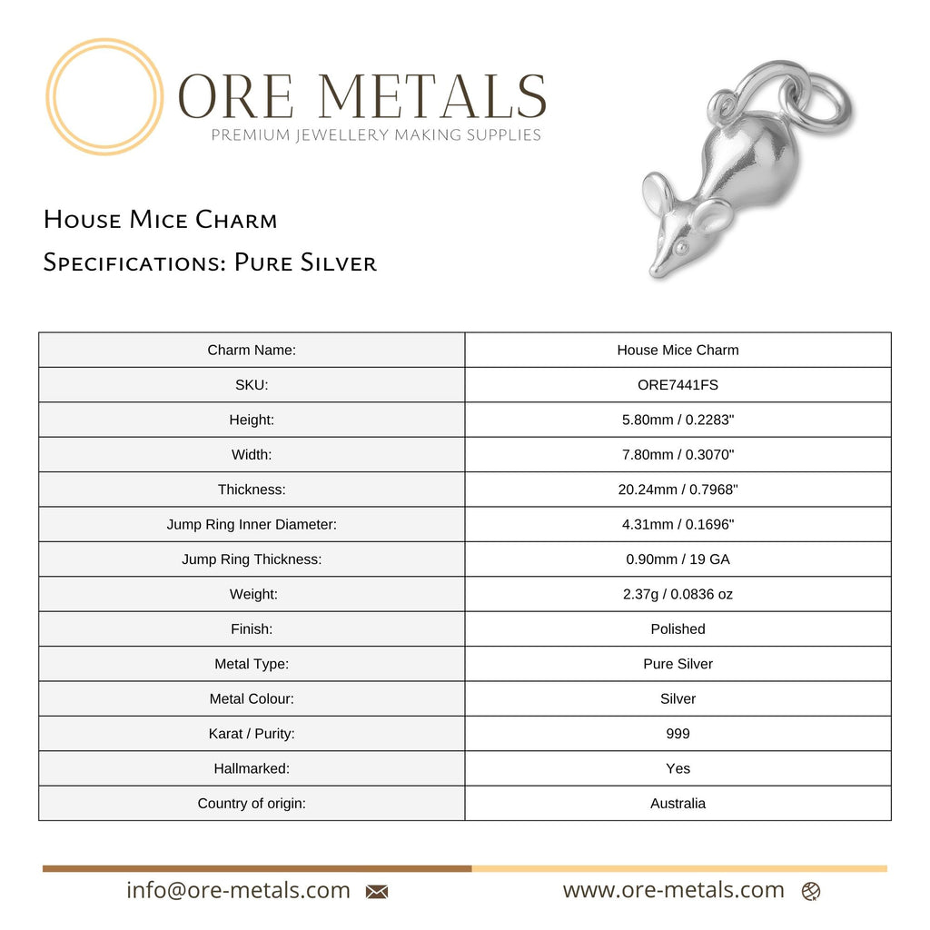 999 Pure Silver - House Mice Charm