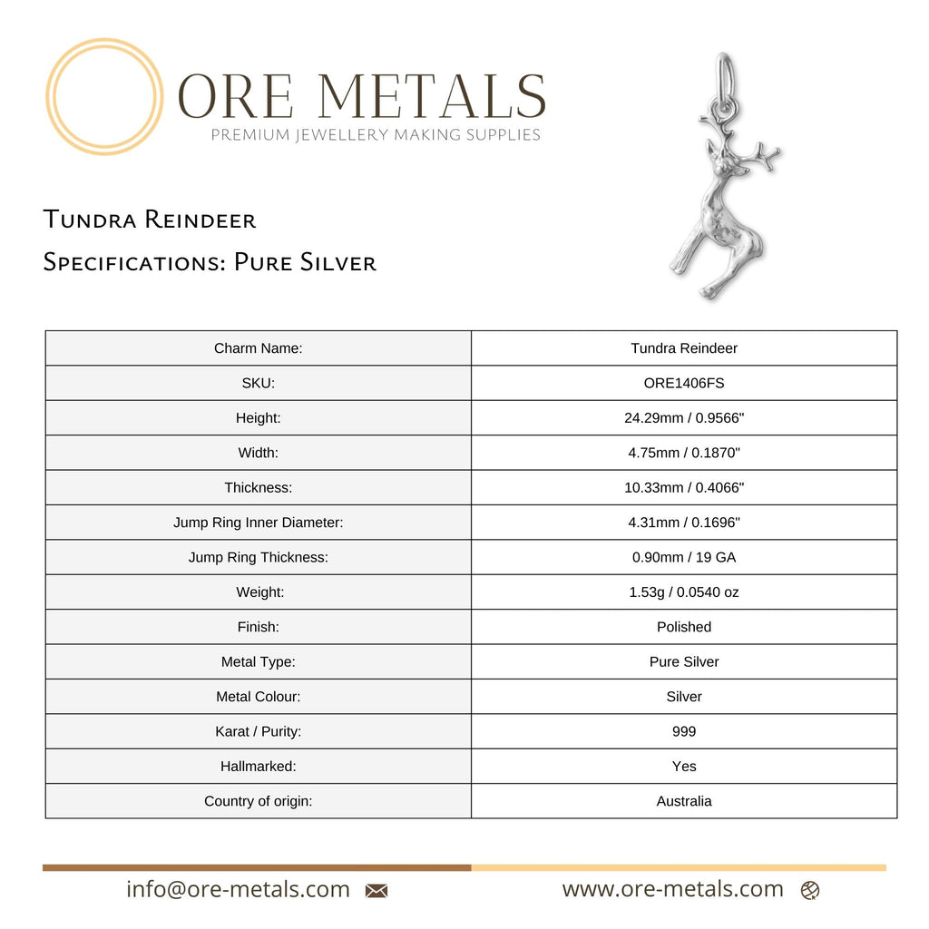 999 Pure Silver - Tundra Reindeer Charm