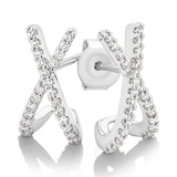 18ct White Gold - 0.24ct Natural SI/GH - Diamond Cross Stud Earrings