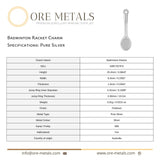 999 Pure Silver - Badminton Racket Charm