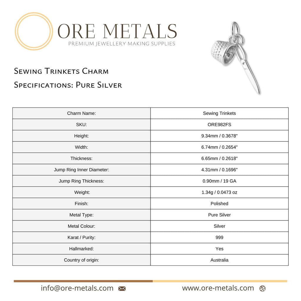 999 Pure Silver - Sewing Trinkets Charm