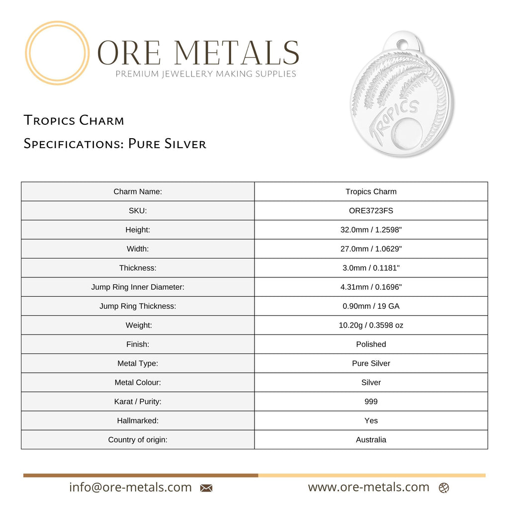 999 Pure Silver - Tropics Charm