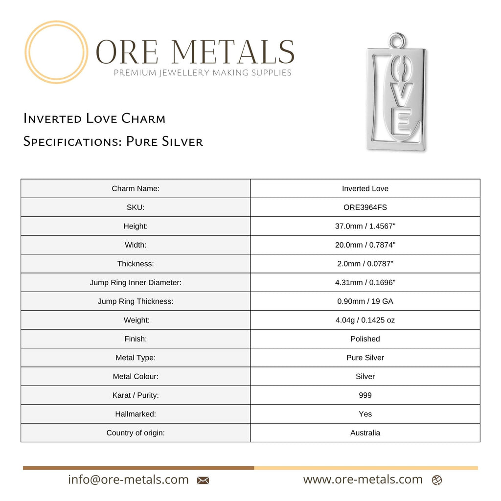 999 Pure Silver - Inverted Love Charm