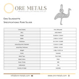 999 Pure Silver - Emu Silhouette Charm