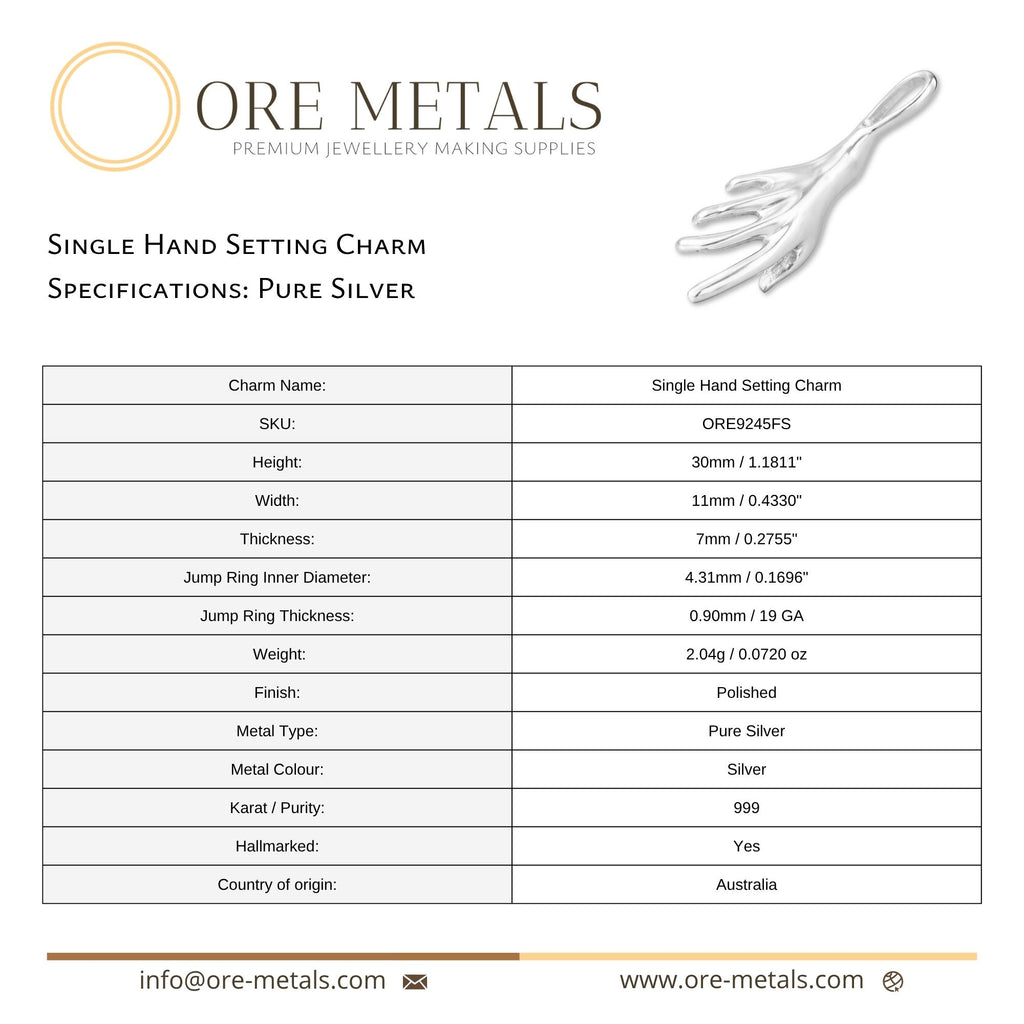 999 Pure Silver - Single Hand Setting Charm