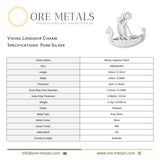 999 Pure Silver - Viking Longship Charm