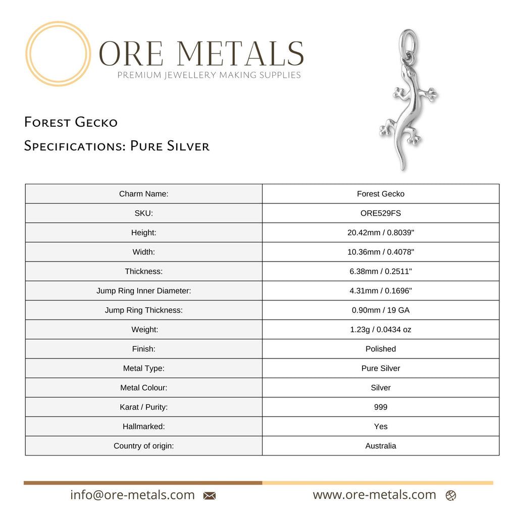 999 Pure Silver - Forest Gecko Charm