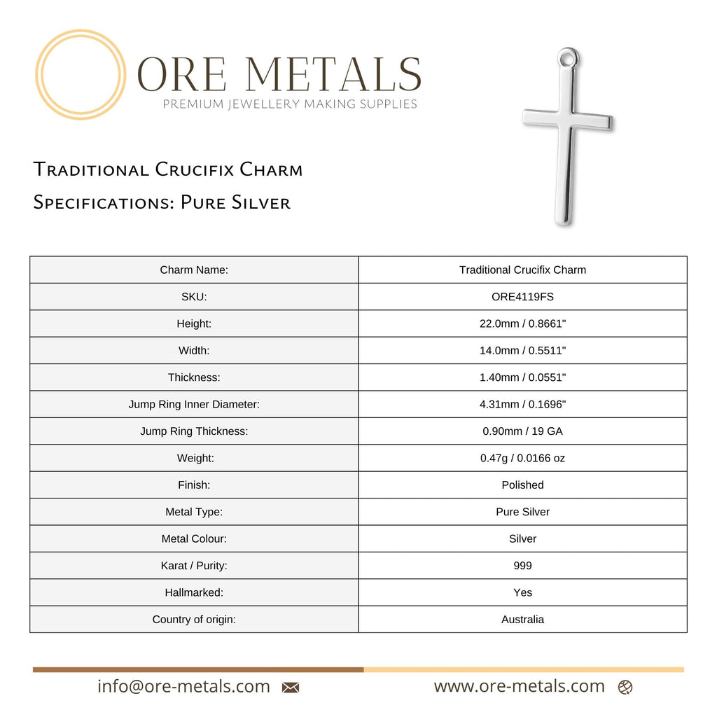 999 Pure Silver - Traditional Crucifix Charm