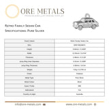 999 Pure Silver - Retro Family Sedan Car  Charm