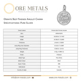 999 Pure Silver - Ornate Best Friends Amulet Charm