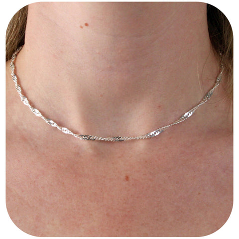 925 Sterling Silber – Singapore Twist – Halskette