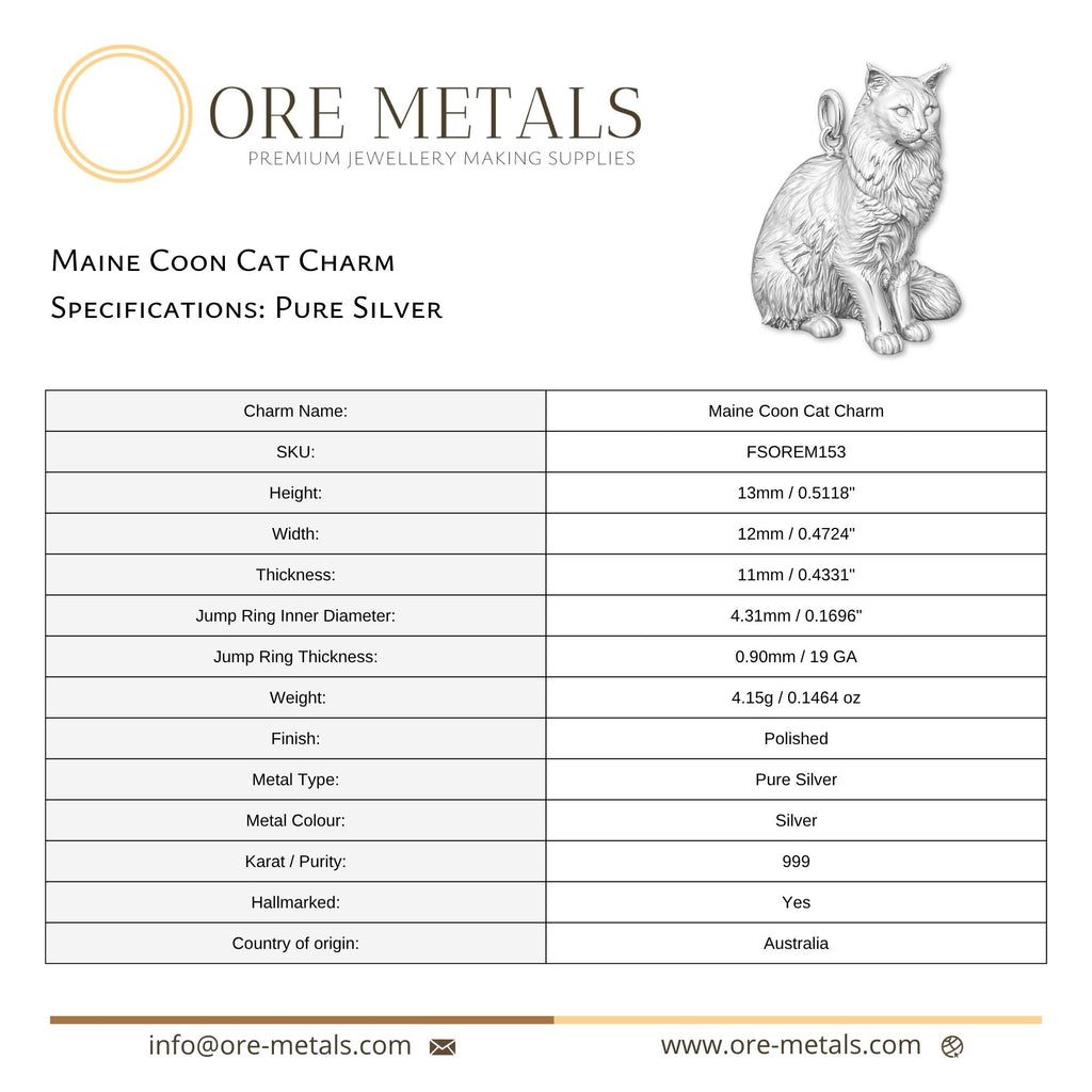 999 Pure Silver - Maine Coon Cat Charm