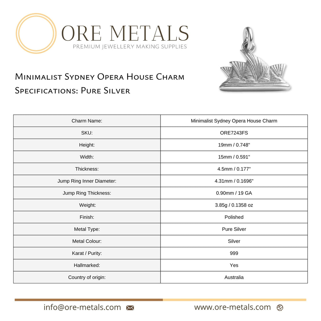999 Pure Silver - Minimalist Sydney Opera House Charm