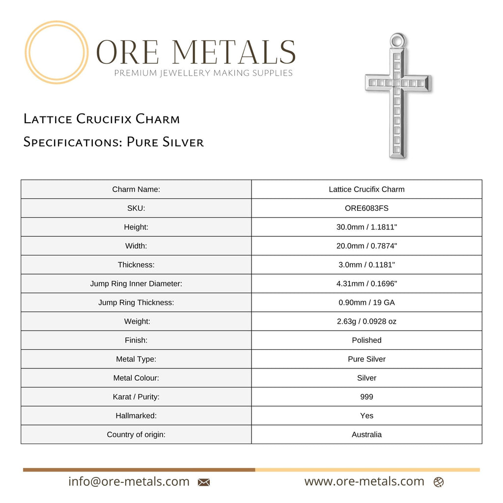 999 Pure Silver - Lattice Crucifix Charm