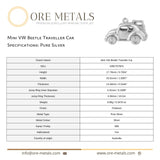 999 Pure Silver - Mini VW Beetle Traveller Car Charm