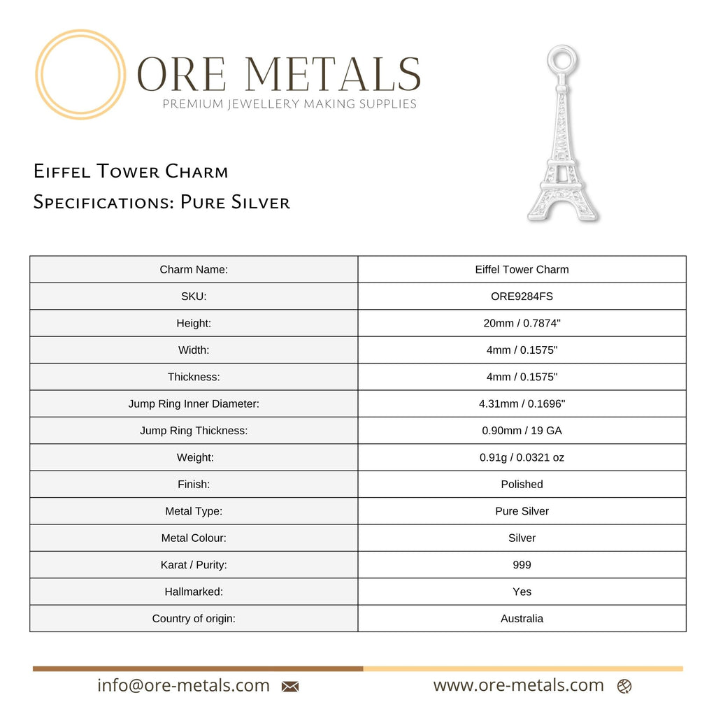 999 Pure Silver - Eiffel Tower Charm