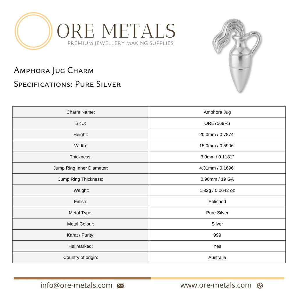 999 Pure Silver - Amphora Jug Charm