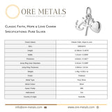 999 Pure Silver - Classic Faith, Hope & Love Charm