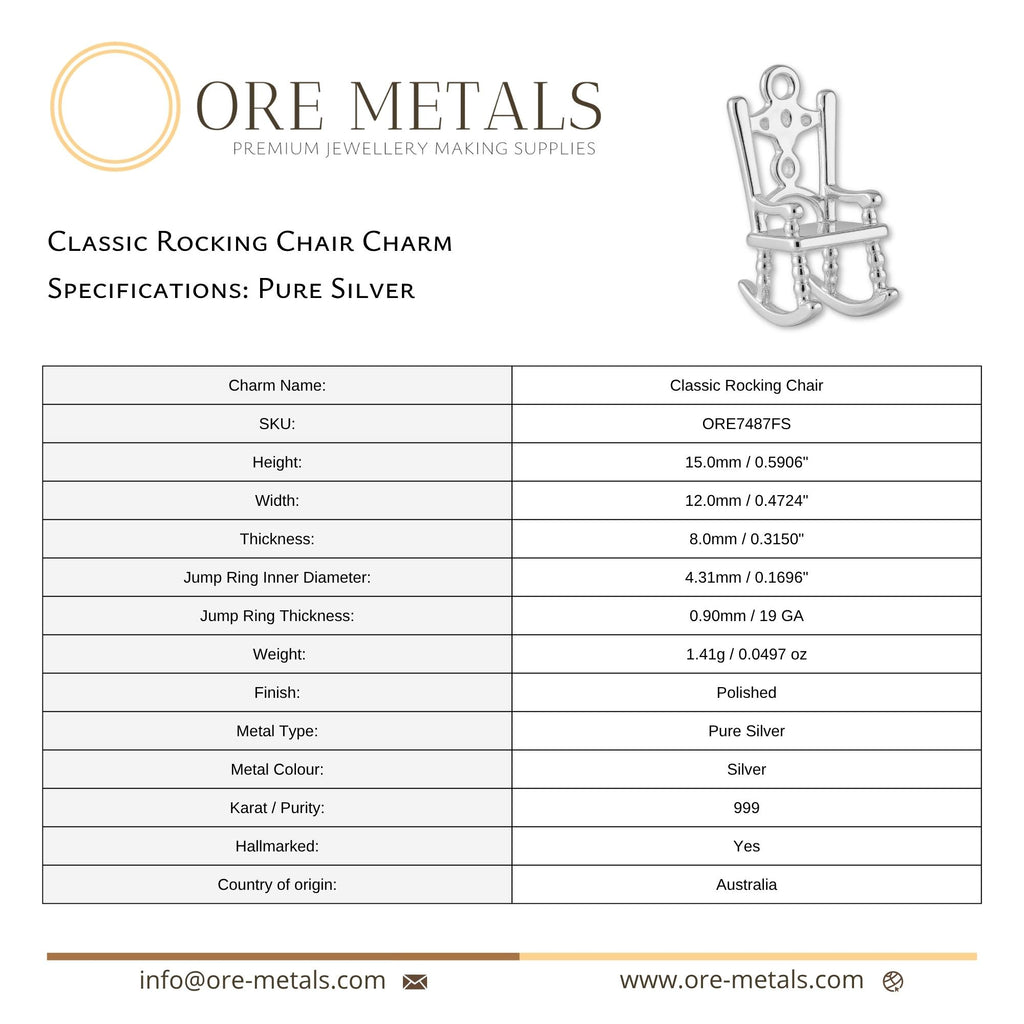 999 Pure Silver - Classic Rocking Chair Charm