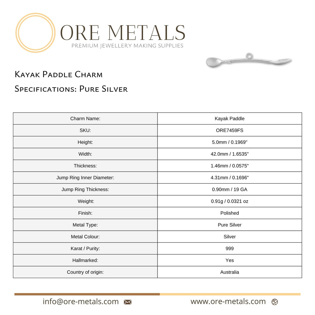 999 Pure Silver - Kayak Paddle Charm