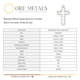 999 Pure Silver - Budded Open Frame Crucifix Charm