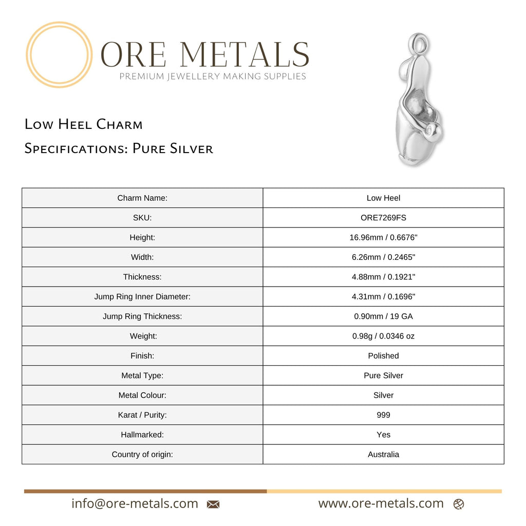 999 Pure Silver - Low Heel Charm