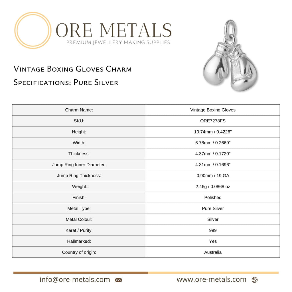 999 Pure Silver - Vintage Boxing Gloves Charm