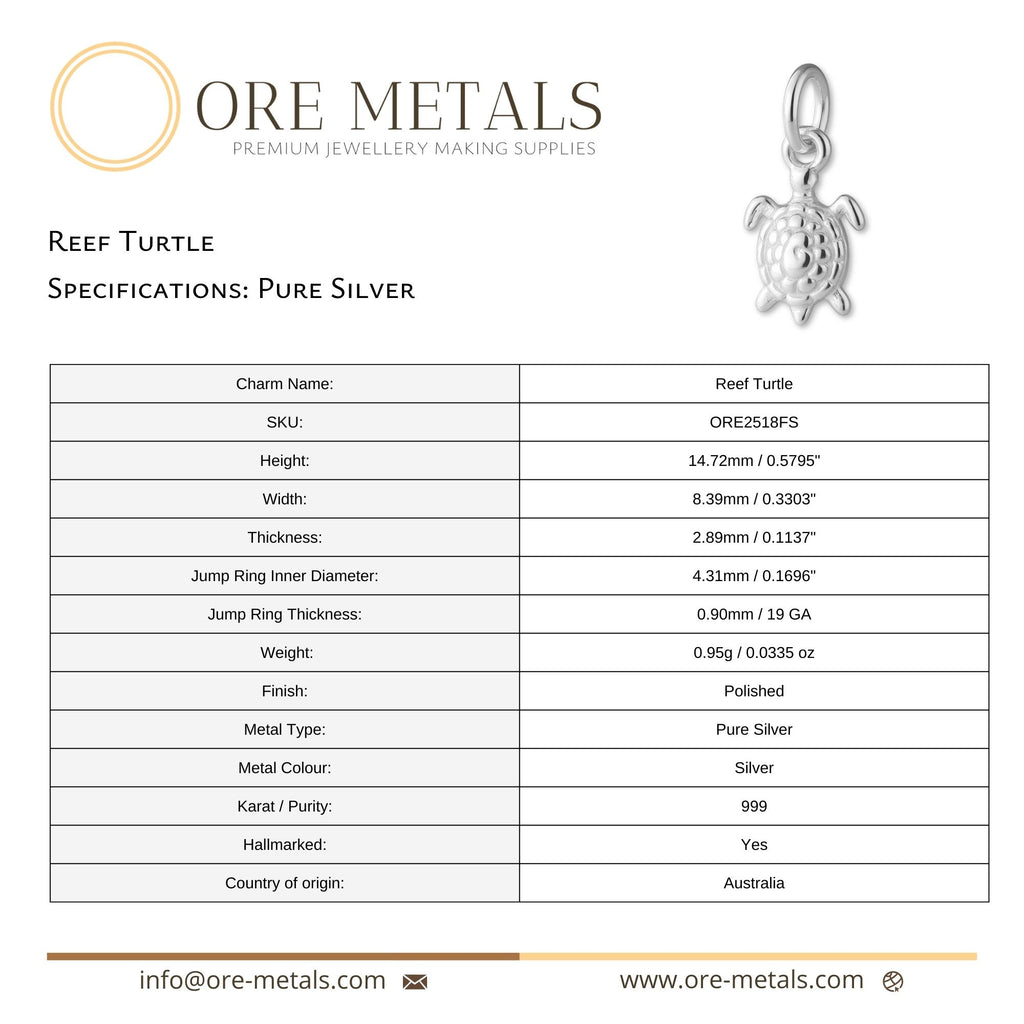 999 Pure Silver - Reef Turtle Charm
