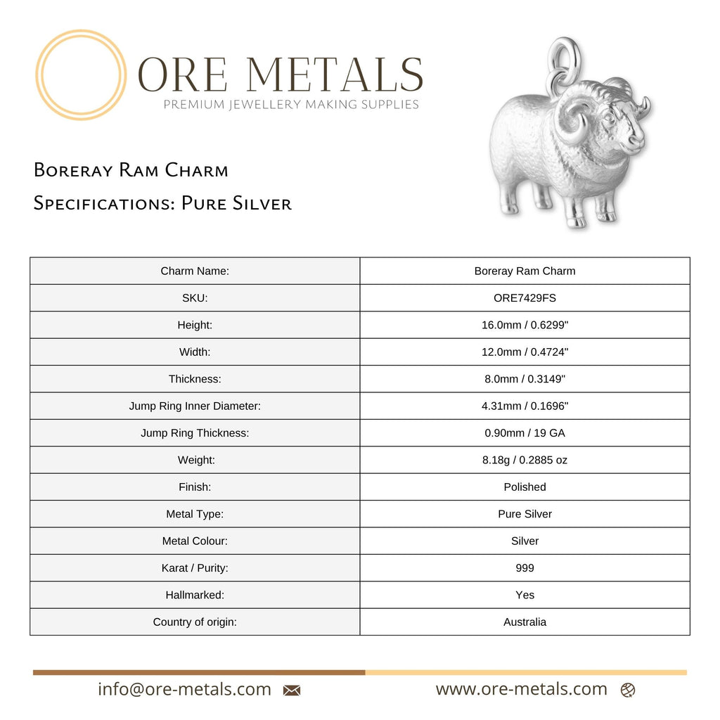 999 Pure Silver - Boreray Ram Charm