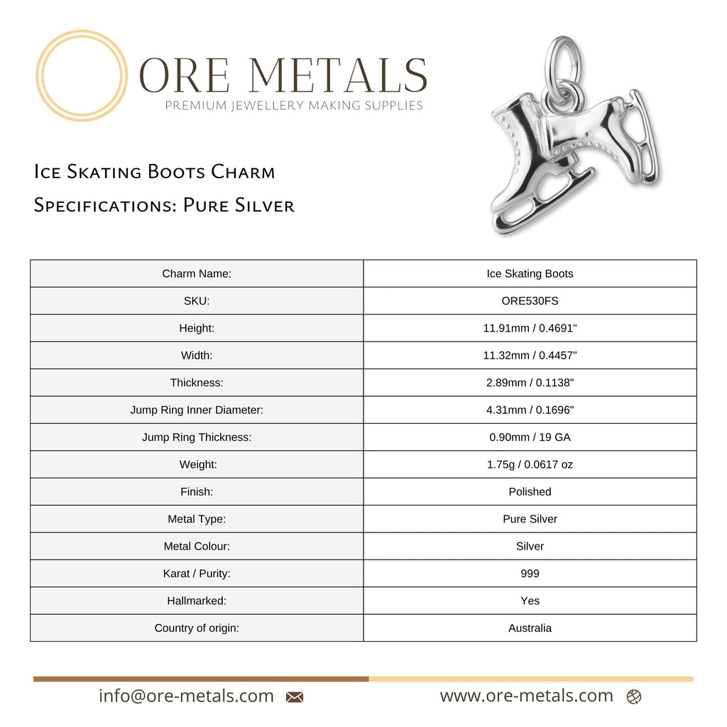 999 Pure Silver - Ice Skating Boots Charm