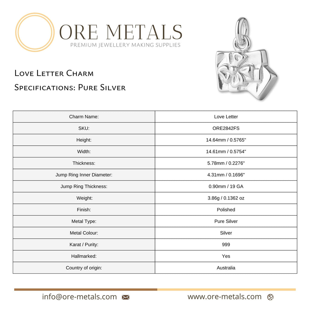 999 Pure Silver - Love Letter Charm