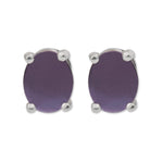 18ct Purple Gold Oval Studs - 925 Sterling Silver Basket Setting