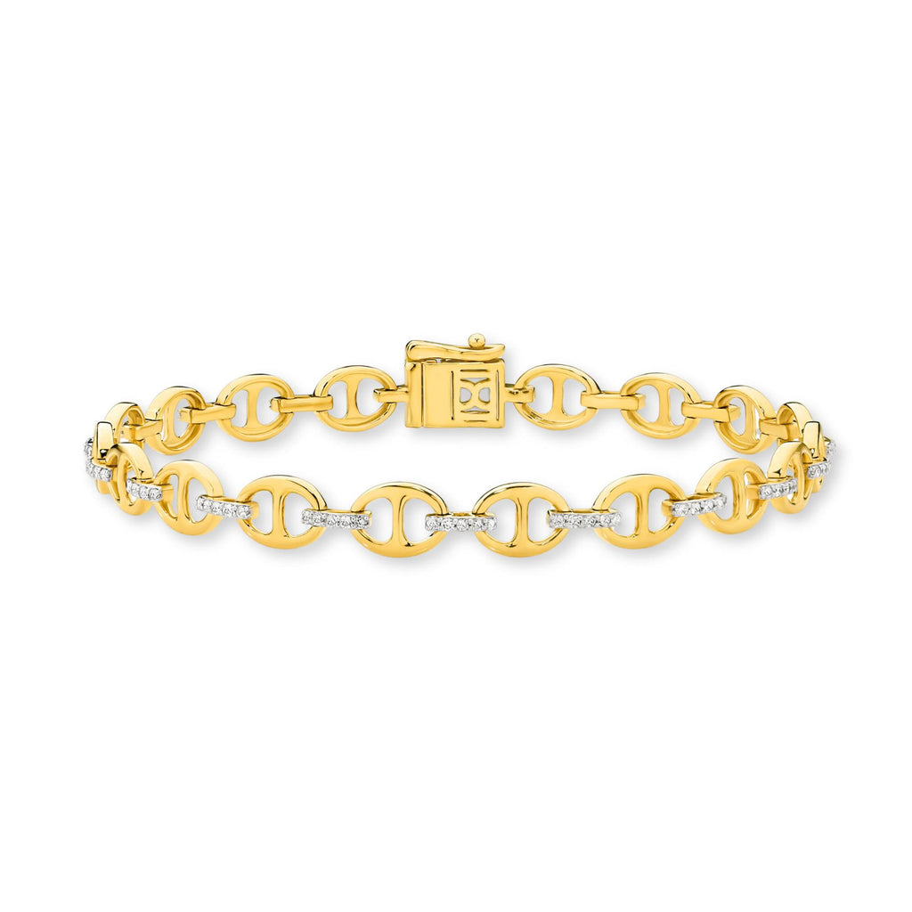 9ct Yellow Gold | 0.5ct GH/SI - Diamond Anchor Chain Bracelet