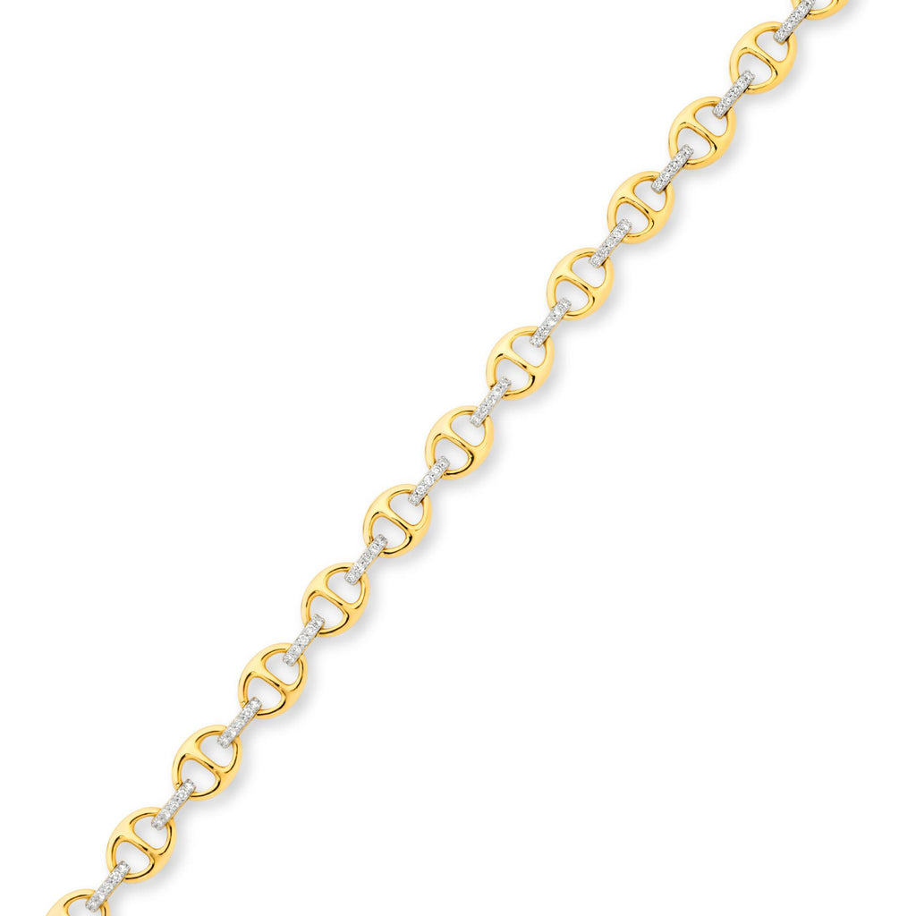 9ct Yellow Gold | 0.5ct GH/SI - Diamond Anchor Chain Bracelet