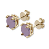 18ct Purple Gold Oval Studs - 9ct Yellow Gold Basket Setting