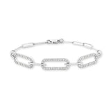 9ct White Gold | 0.53ct GH/SI - Diamond Paperclip Chain Bracelet