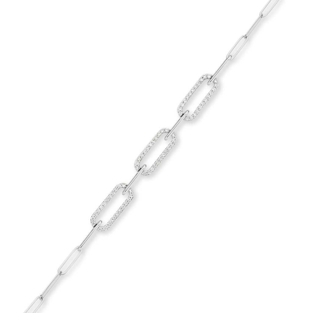 9ct White Gold | 0.53ct GH/SI - Diamond Paperclip Chain Bracelet