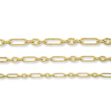 9ct Yellow Gold - Paperclip Figaro 3:1 - Chain Roll