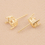 18ct Yellow Gold - Oval Basket - Earring Settings