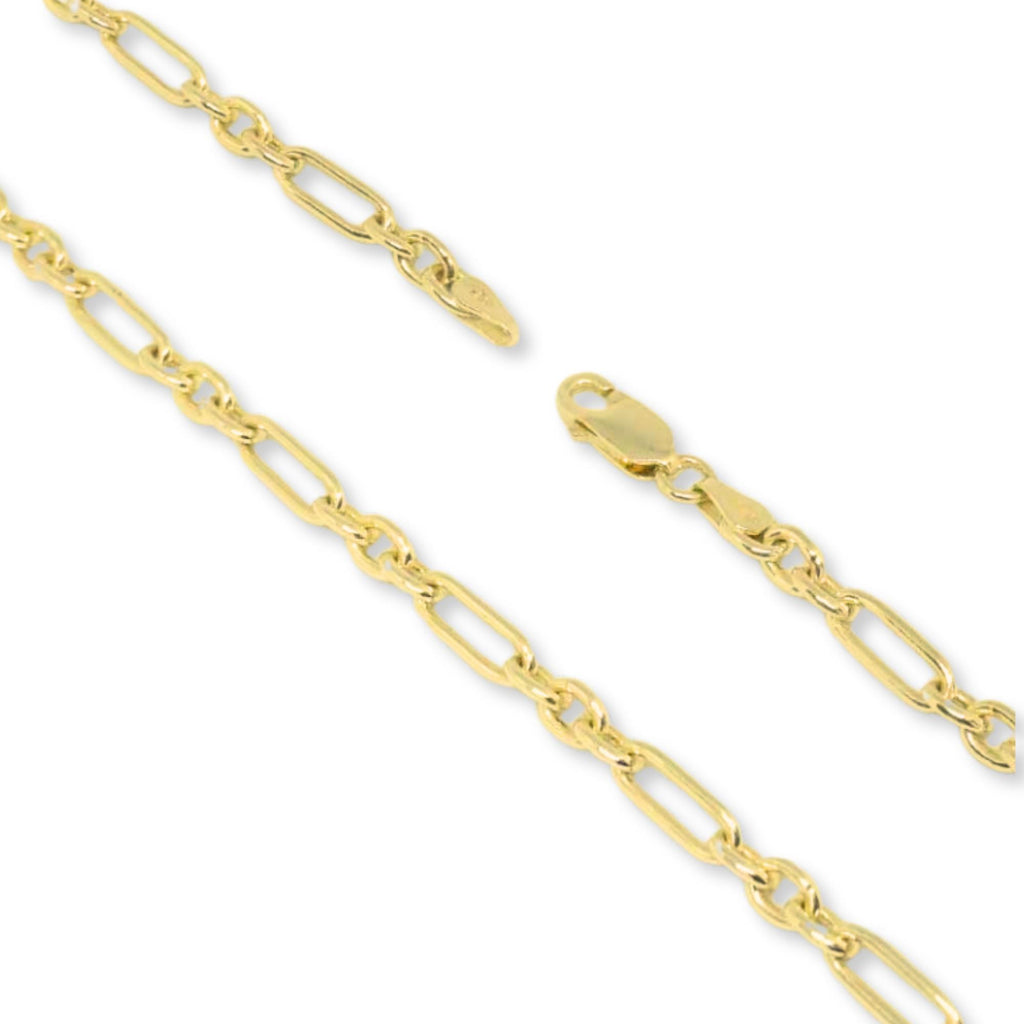 9ct Yellow Gold - Paperclip Figaro 3:1 - Necklace Chain