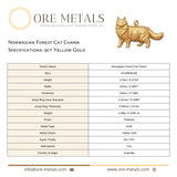 9ct Yellow Gold - Norwegian Forest Cat Charm