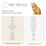 9ct Yellow Gold - Birman Cat Charm