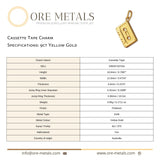 9ct Yellow Gold - Cassette Tape Charm