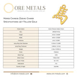 9ct Yellow Gold - Horse Chinese Zodiac Charm